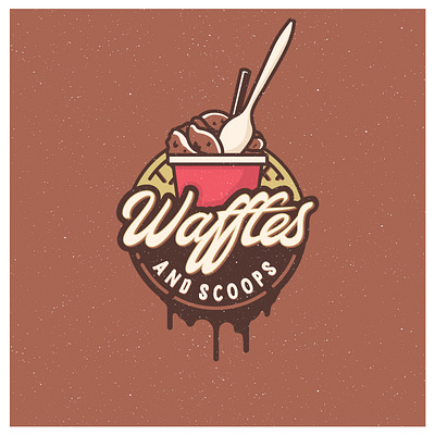 WAFFLES & SCOOPS LOGO DESIGN chocolate design icecream logo waffle