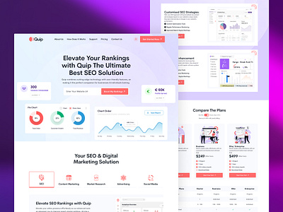 SEO Management Tool Landing Page analytic colorful crm landing page management marketing website saas saas product search engine optimization seo seo landing page seo services seo tool uiux web design web projects webdesign website design