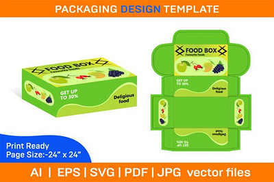 Box packaging design template for custom food box box die cut design dieline illustration packaging packaging design ui vector