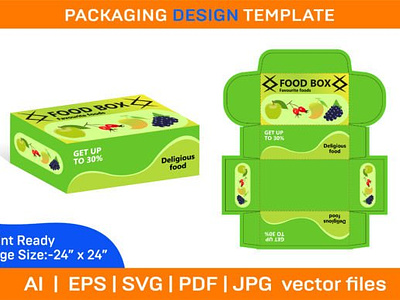 Box packaging design template for custom food box box die cut design dieline illustration packaging packaging design ui vector