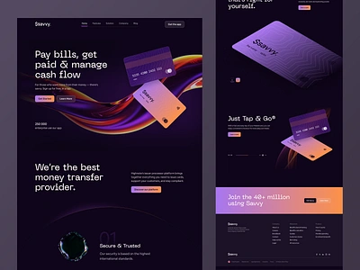 Fintech Landing Page UI banking card budget dark ui design finance financial landing page fintech landing page money transfer ofspace professional design ui