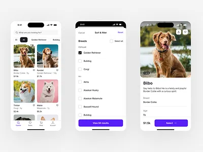 Pup Pup - Explore page branding clean design illustration interface ios ios app logo minimal mobile mobile app product design product designer purple ui user interface ux white