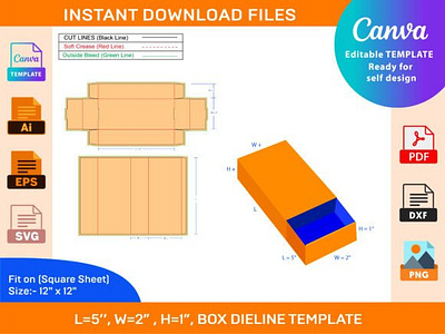 Sleeve Drawer Box, Dieline Template box box die cut branding design dieline illustration packaging packaging design vector