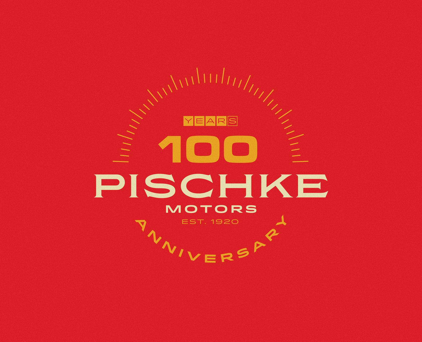 Pischke Motors 100 Years anniversary badge branding car design graphic design hot rod illustration logo type type lock up vector vintage