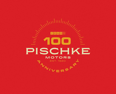 Pischke Motors 100 Years anniversary badge branding car design graphic design hot rod illustration logo type type lock up vector vintage