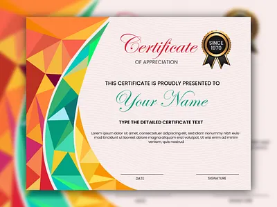 #CERTIFICATE DESIGN (ILLUSTRATOR) 3d animation banner branding certificate design design graphic design illustration illustrator logo photoshop polyart shape art social media ui vector