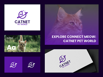 Catnet Pet World Logo brand brand design branding cat design graphic design icon logo mascot minimalist network pet petshop planet simple space vector world
