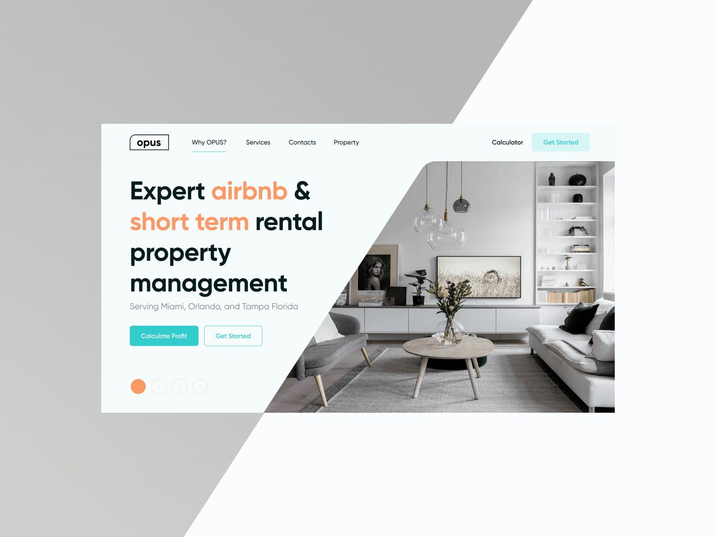 Rental management agency airbnb design landing page property rental web webdesign