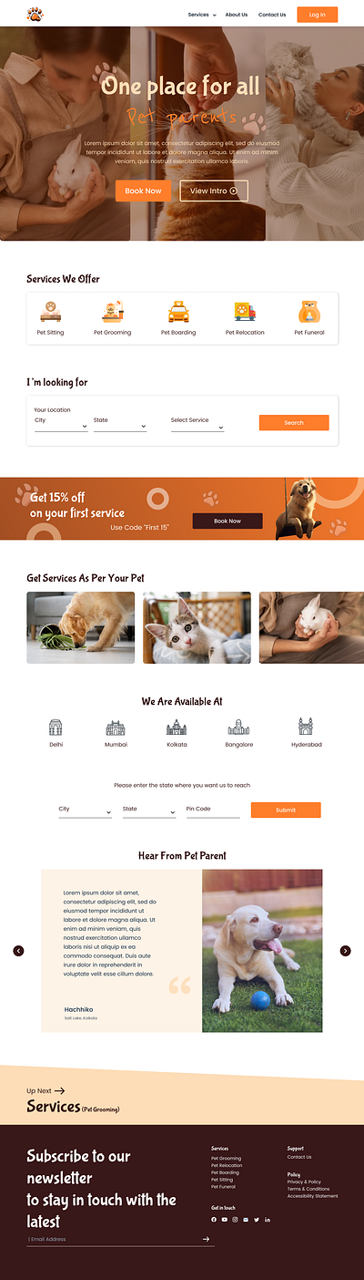 Landing page design Pet Website app branding ui ux website