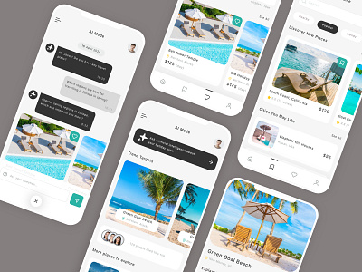 AI Travel Search Mobile App UI Kit ai app artificial intelligence chatbot chatgpt design holiday travel trip ui ui design ui kit ux