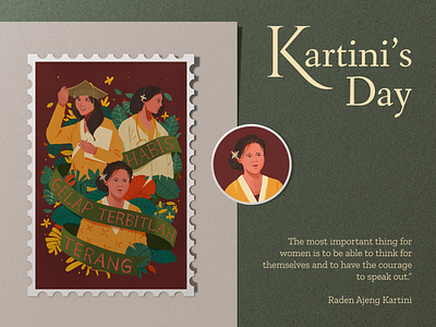 Legacy of Light: Celebrating Kartini's Vision Through Art design graphic design illustration kartini kartinis day postcard postcard stamp women women illustration