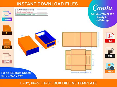 Shoe Box, Template Design box box die cut branding design dieline illustration packaging packaging design vector