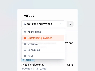 Invoice App Menu pt.2 app clean design dropdown form input interface invoice menu minimal product saas select selector sidebar ui ui design ux ux design web