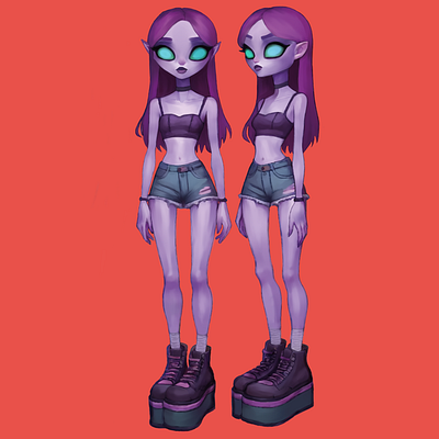 Alien girl 3d animation graphic design motion graphics ui