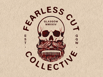 Fearless Cut Collective Logo 2d barbers branding design illustration illustrator logo procreate retro