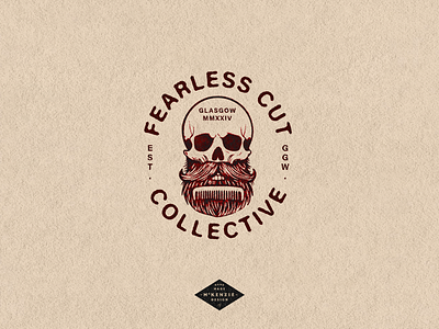 Fearless Cut Collective Logo 2d barbers branding design illustration illustrator logo procreate retro