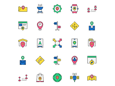 Colored GPS Icons freebie gps gps icon icon design vector download vector icon