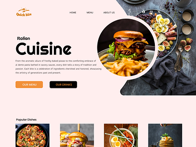 Quick Bite- Serving best Italian Cuisines landing pages logo design ui website design