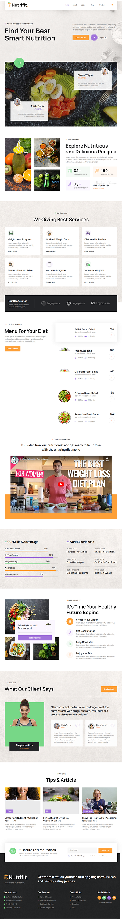 Nutrition Website concept A design graphic design ui ux website wordpress