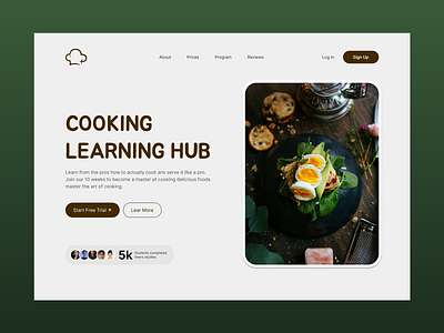 Cooking Learning Hub graphic design landing page design minimal ui ux web design whitespace