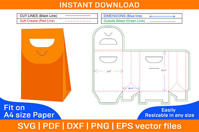 D Cut Handle Shopping Bag Dieline box box die cut branding design dieline illustration packaging packaging design ui vector