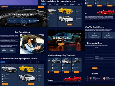 Landing page for a car rental service ui deisgn