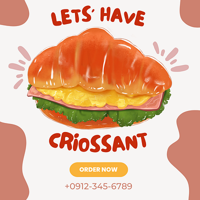 Croissant Food Art + Canva Vid banner ad food art food illustration illustration instagram post instagram video sketch social media ad social media post