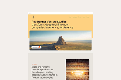 Roadrunner Venture Studios Home Page interface layout ui web website