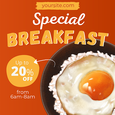 Egg on Rice Food Art + Canva Vid banner ad banner post food art food illustration instagram banner instagram post sketch social media social media post