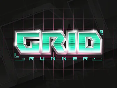 Grid Runner Game Logo cyberpunk game logo logo logotype retrowave synthwave video game