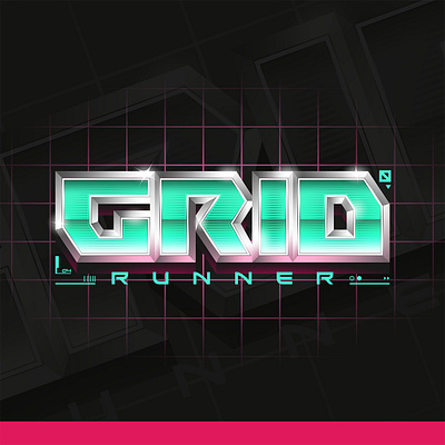 Grid Runner Game Logo cyberpunk game logo logo logotype retrowave synthwave video game