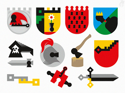 KEY AND KEYHOLE COLLECTION axe characters clothing flower golovachev helmet heraldry icons illustration key keyhole knight ladder neoheraldry objects puzzle shield stickers sword vase