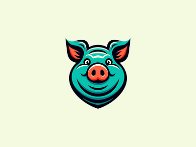 Happy Pig Logo animal branding cartoon character design emblem farm happy icon identity illustration kids logo mark mascot pig pork sports symbol vector