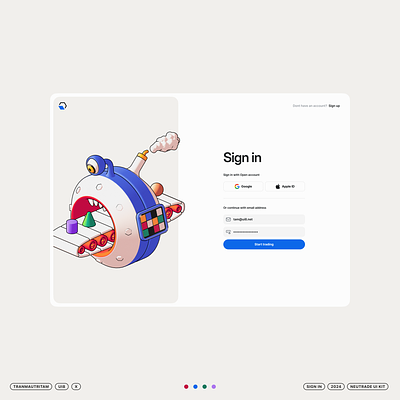 Sign In – Neutrade: Crypto AI UI Kit 3d branding button clean dashboard design illustration input minimal sign in sign in modal sign in page sign up sign up page ui ui design ui8 ux ux design web design