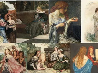 Redheads by Robert Anning Bell collage composite red hair redhads paintings redheads robert anning bell