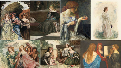 Redheads by Robert Anning Bell collage composite red hair redhads paintings redheads robert anning bell