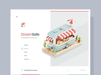DreamSafe / Web site 2d 3d animation branding clean design flat graphic design icon illustration insurace logo minimal site typography ui ux web white