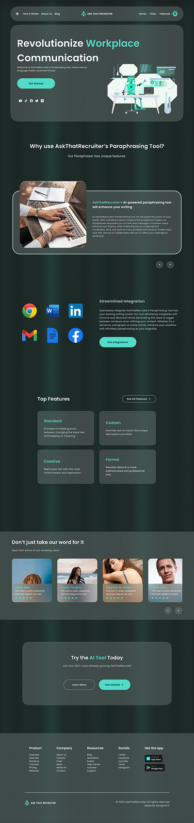 Paraphrasing Tool Website Template branding design homepage homepage design paraphrasing product design ui ux website design