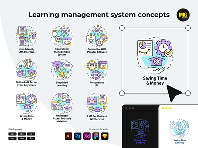 Learning Management system icon concepts ai app screen concept concept design editable stroke eps icon icon concept icon design learning learning management managements onboarding onboarding concept png svg vector vector concept vector icons