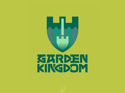 GARDEN KINGDOM arm garden green kingdom logo neoheraldry shield shovel