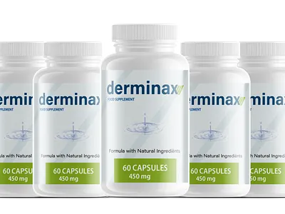 Derminax supplement label derminax design food label graphic design illustration label label design medical medicine product packaging design pill label pouch design pouch label product label design