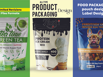 Pouch Packaging design design dog food food food label food packaging design graphic design illustration label design packagign design packaging design pouch pouch design pouch label product label product label design product packaging design tea pouch whey protein