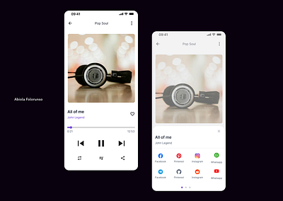 Music Player | Social Share branding design figma illustration interaction design product design ui user research ux visual design