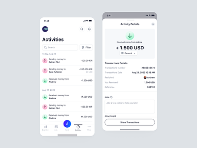 Arto Plus Mobile - Activities for Receiving Money activities app finance management mobile payment product design request money saas transactions ui ux