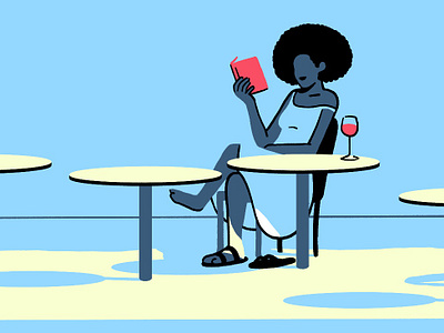 Illustration for Konfekt magazine #4 book cafe editorial illustration girl illustration reading spot illustration wine