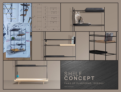 Shelf Concept cats concept industrial design product product design scetches shelf design