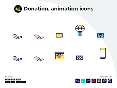 Donation Icons Animation after effects animated animated icons animation donate donate icons donation donation icons dribbble animation html icon design icons json lottie motion graphics mov mp4 ui animation ui icon xml