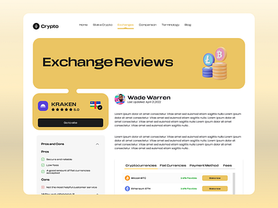 Crypto Exchange Review Page Web UI crypto crypto currency homepage landing page review page uiux