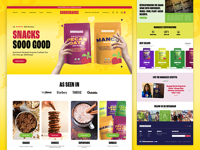 Snacks & Cookies landing page design banner design chips cookies delivery services e commerce food landing page nutrient online shop organic plant based delights snack snacks sooo good snacks product store superfoods ui ux web design website