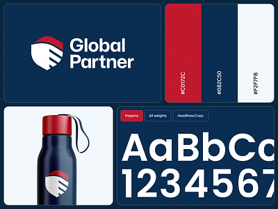Global Partner branding design handshake insurance logo shield travel